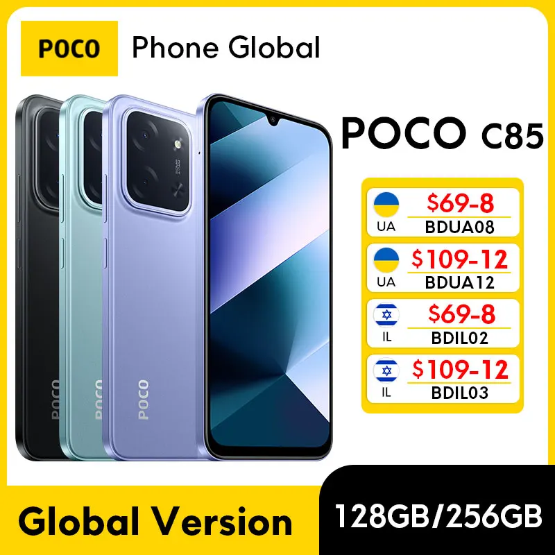 【World Premiere】POCO C85 Global Version Smartphone 128/256GB Helio G81-Ultra 6000mAh battery 6.9" display 50MP Camera 33W NFC