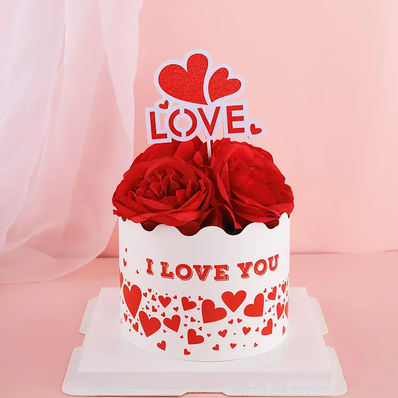 Couples Kiss Heart Love Bear Cake Cupcake Topper Happy Birthday Valentine\'s Day Party Dessert Wedding Decor Baking Supplies