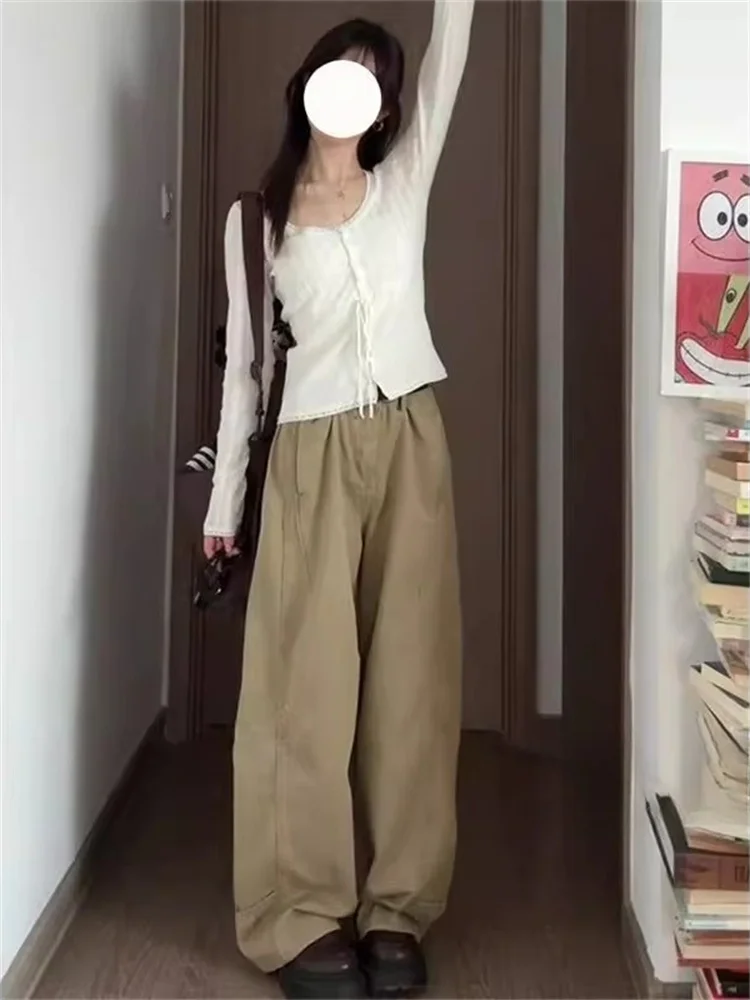 

plus Size High Waist Straight Leg Jeans Women's Summer New Sle Pear ape Body Slimming Khaki Floor-Length Pants