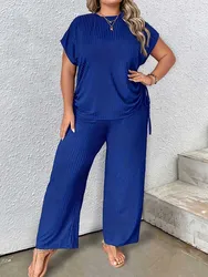 Clothing Female Casual Set 5xl Summer Suit Soft Tshirt and Pant Sets Plus Size 2 Piece Sets Women Outfit Wholesale Dropshipping