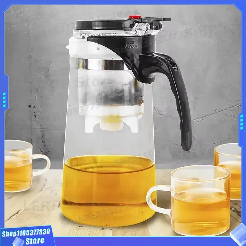 High Borosilicate Glass Teapot Heat Resistant Kettle with Button for Tea Making Durable Transparent Pot for Home Kitchen Use