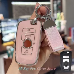 Key Fob Cover Case, TPU Shell Cover Compatible for BMW 1 3 4 5 6 7 Series X3 X4 M5 M6 GT3 GT5 Car Keychain