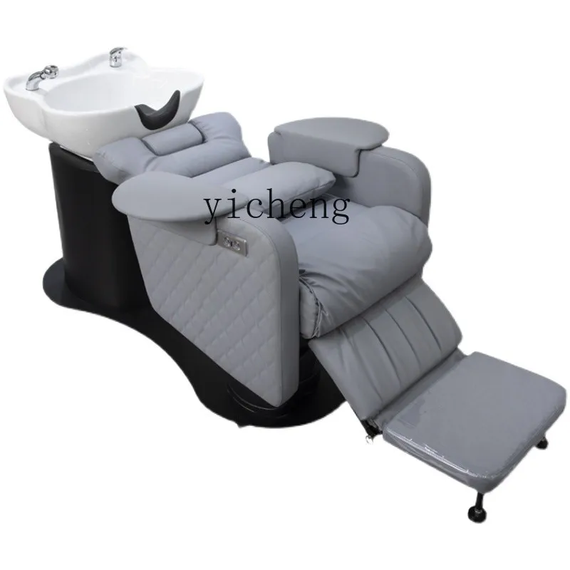 

Zk High-End Hair Salon Customized Electric Lifting Shampoo Chair Barber Shop Half Lying Ceramic Deep Basin