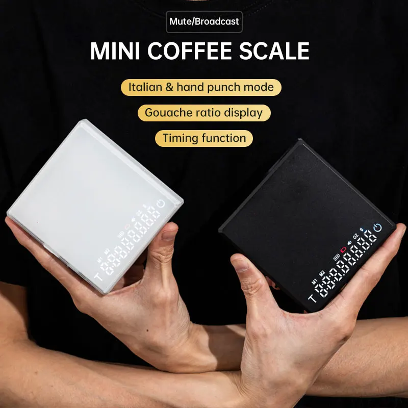 

2kg/0.1g Kitchen Coffee Scale with Timer USB Rechargeable Espresso Scale with LED Display Screen Barista Tool Coffee Accessory