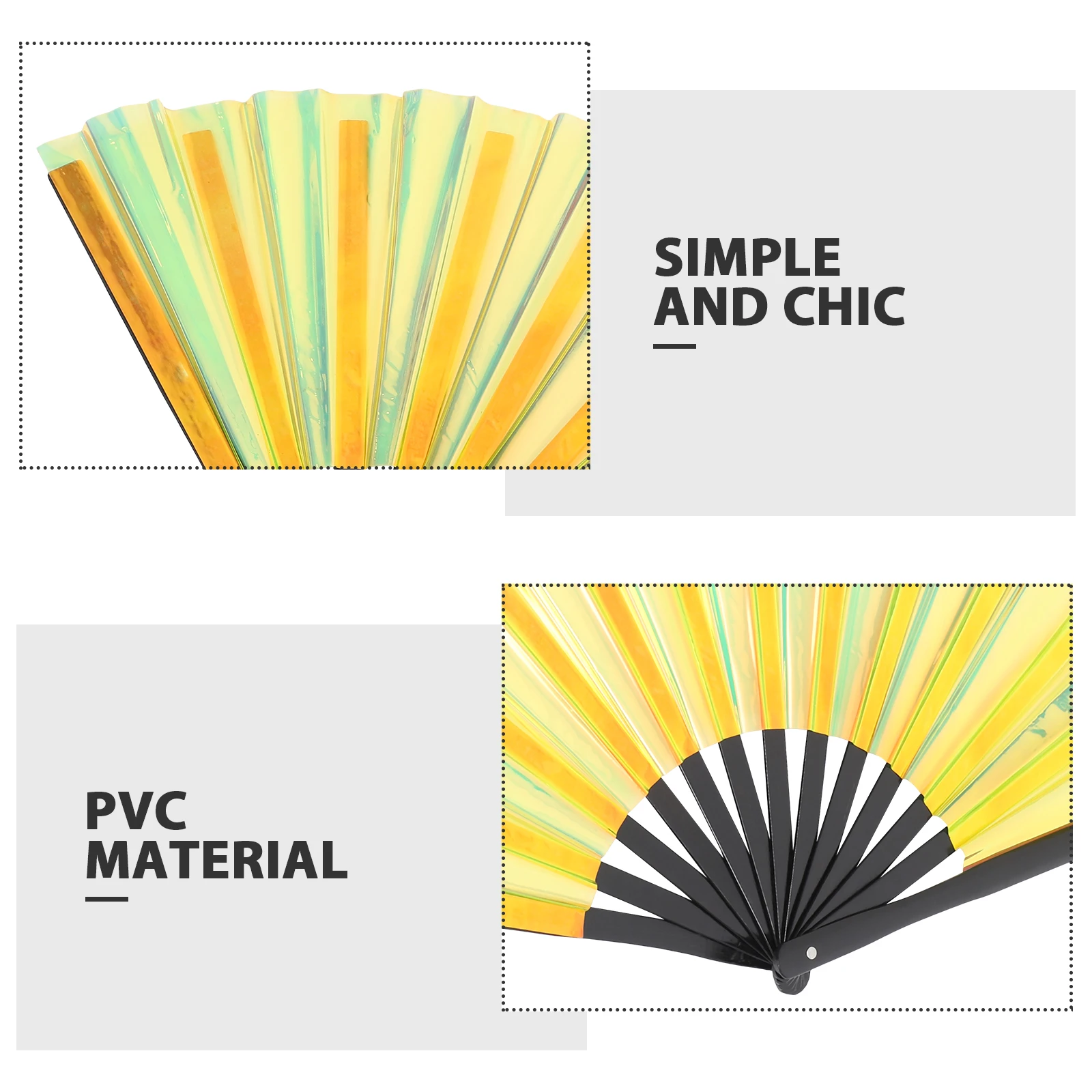 

Portable Large Folding Fans Fluorescent PVC H Fan Women Concert Party Music Festival Holiday Decor Plastic Fans C14