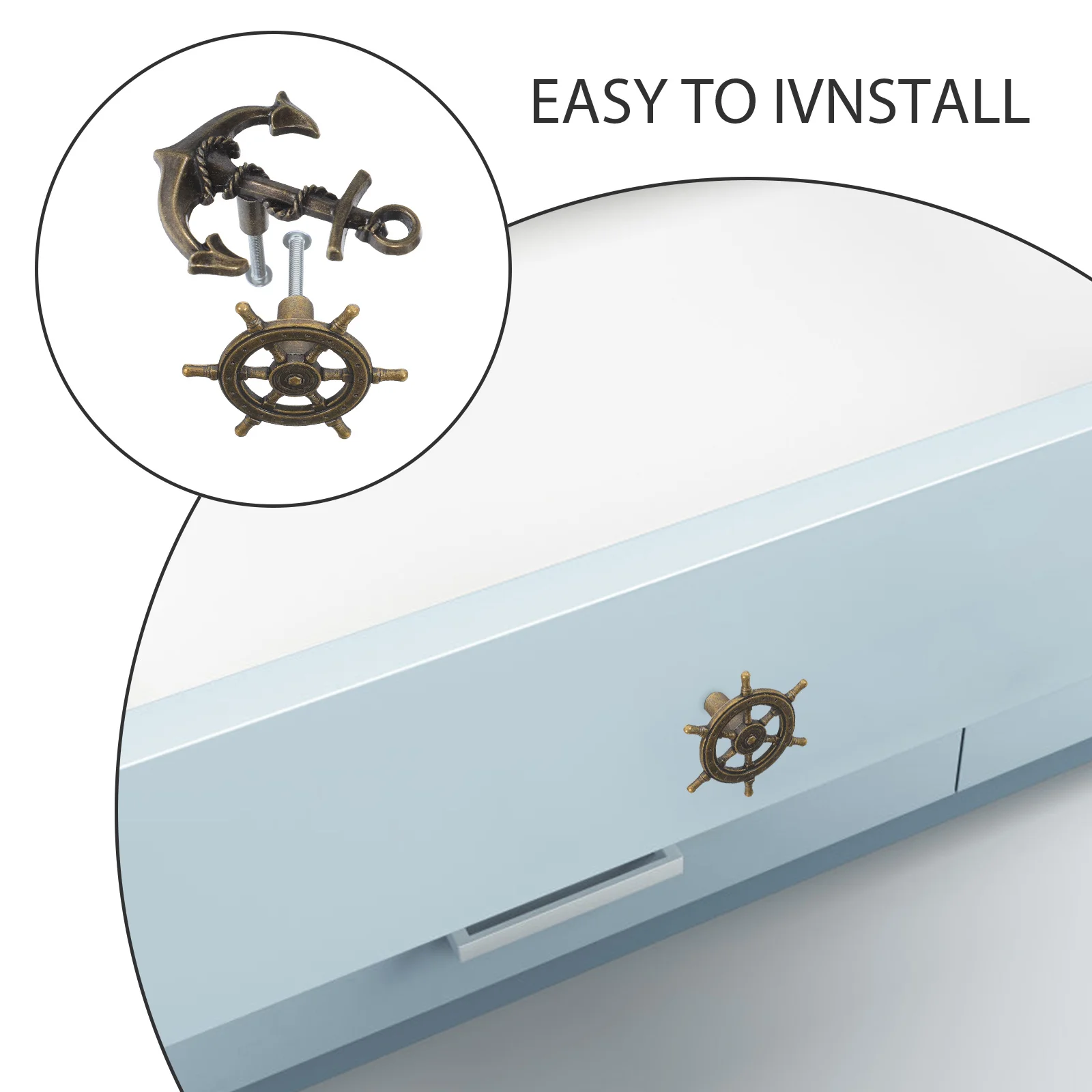 4 قطعة مرساة السفينة درج يسحب الرجعية بحري مقابض للخزانة للأثاث أجهزة المطبخ مقابض أدراج معدنية نمط خمر
