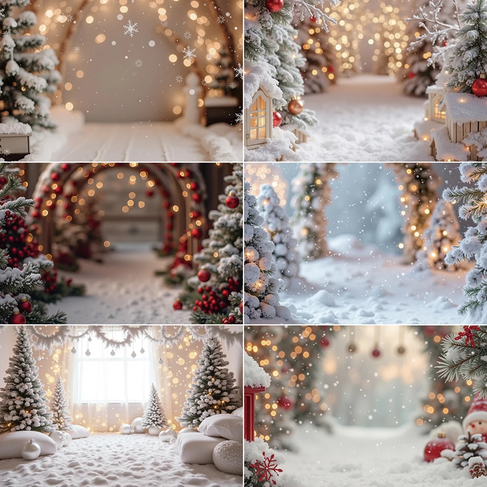 

MOON.QG Merry Christmas Photography Backdrop Tree Bokeh Snow Photozone Background Baby Photo Studio Photocall Accessories