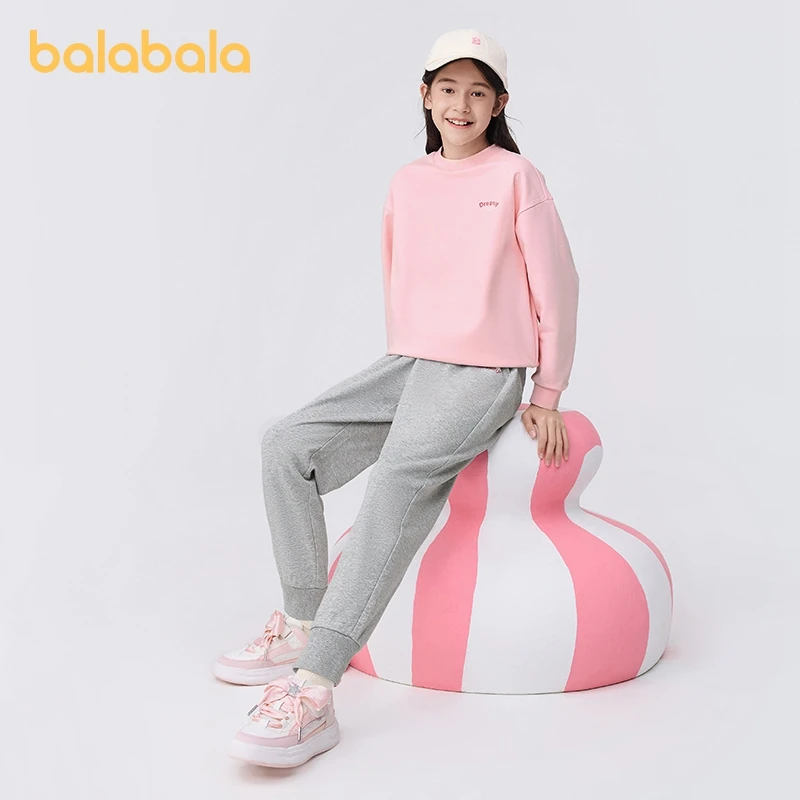 Balabala Long-Sleeve Suit Stylish 2024 New Spring Edition Boys and Girls Hoodie Suit Sportswear