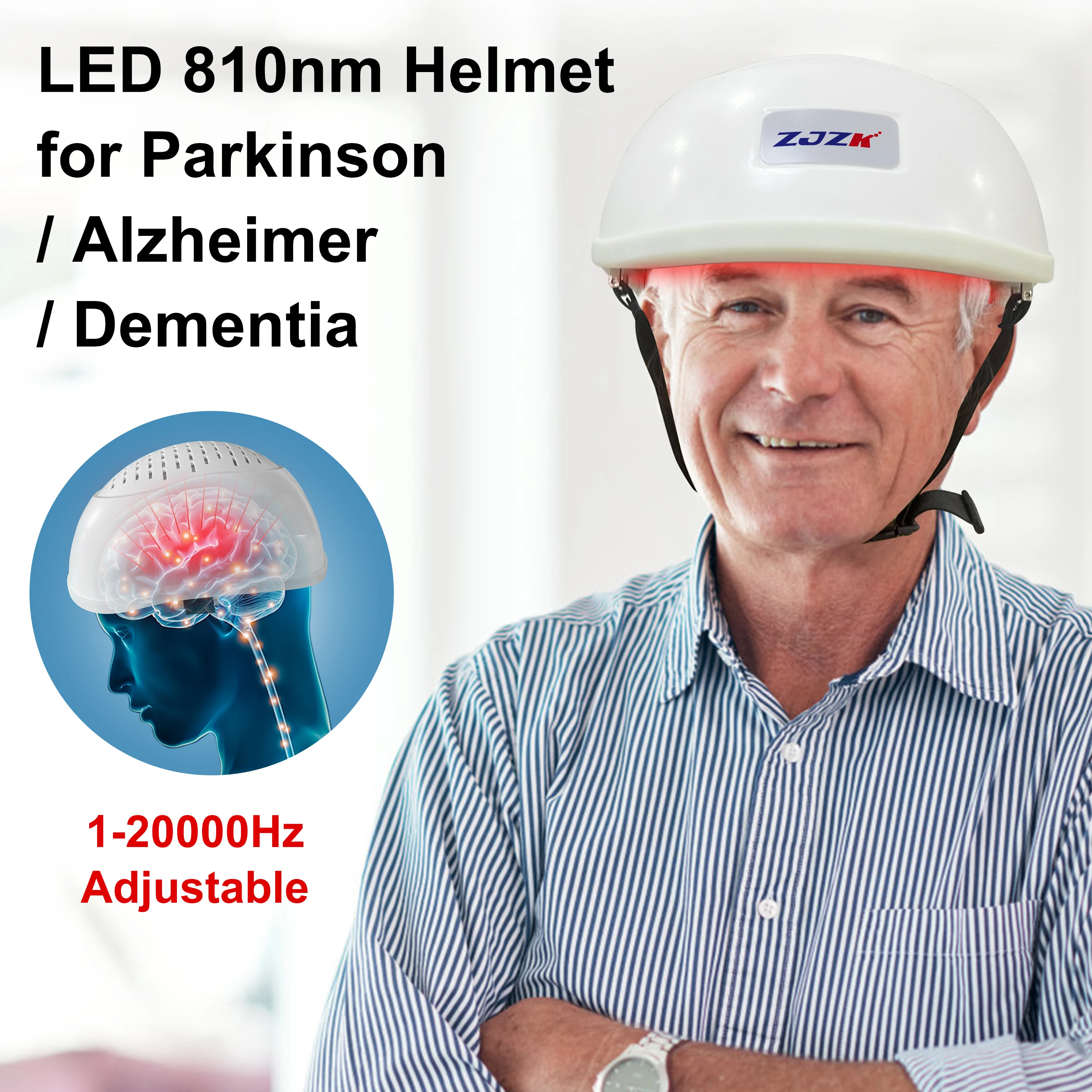 

ZJZK 15W Brain Wave 810nm Brain Improvement Device 1070nmx280diodes Dementia Products For Elderly Dementia Alzheimer Diseases