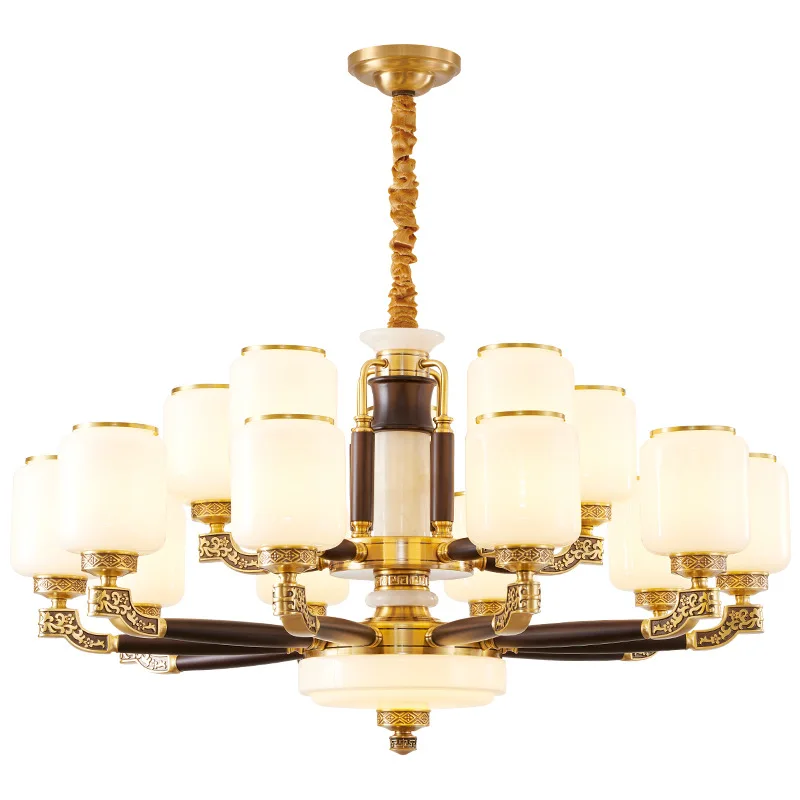 

High-grade atmospheric jade copper lamp Chinese style solid wood dining room bedroom lamp Zhongshan