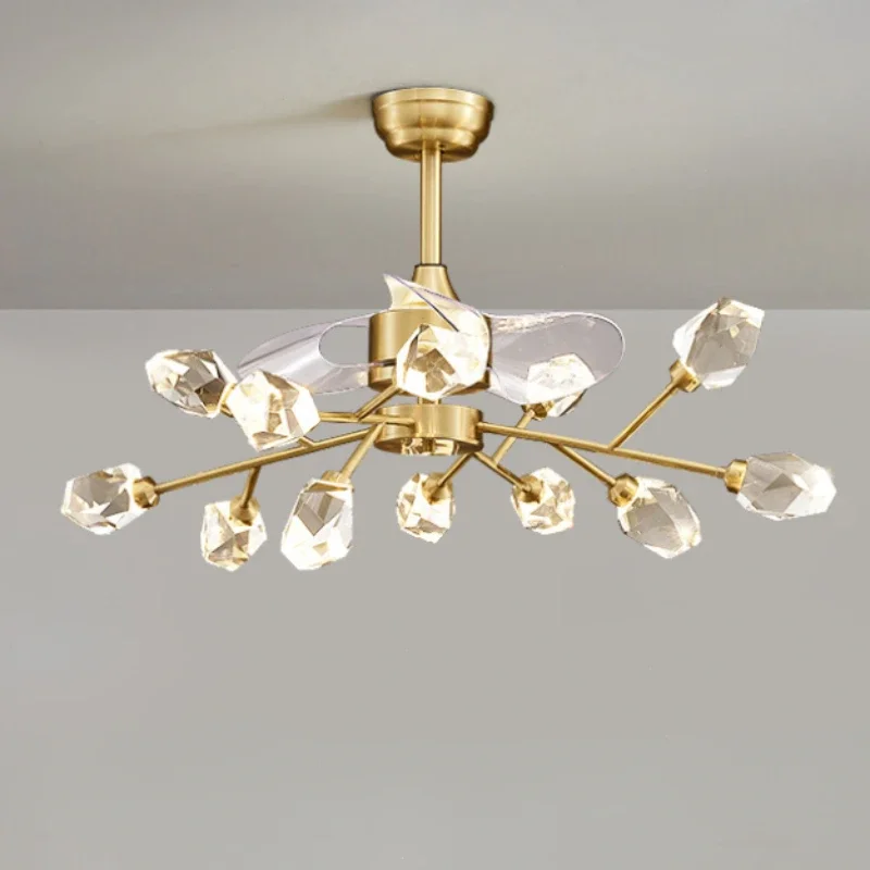 

SANDYHA Modern Minimalist Ceiling Lights Copper Crystal Glass Lampshade Design Led Lamp for Living Room Bedroom Decoration Home