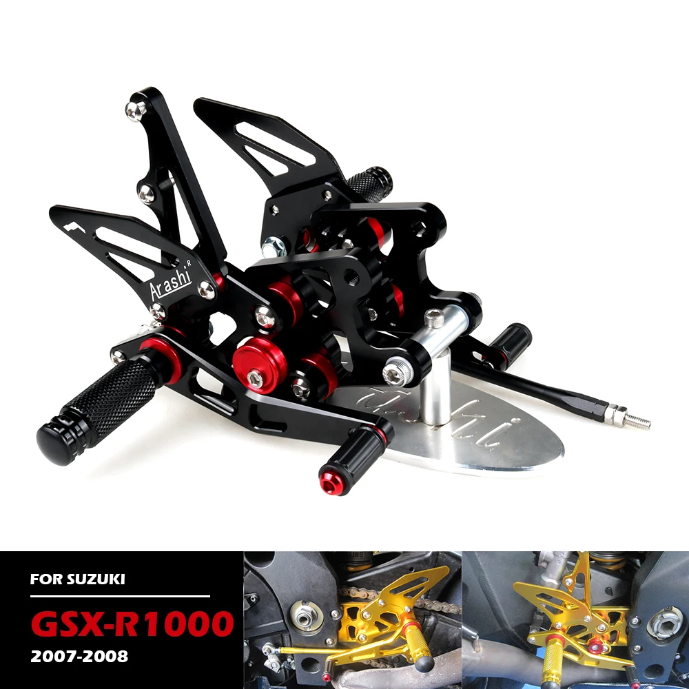 For SUZUKI GSXR1000 GSX-R 1000 2007 2008 Motorcycle Rearset Footrest Footpeg Pedal CNC Aluminum Alloy Modified Accessories