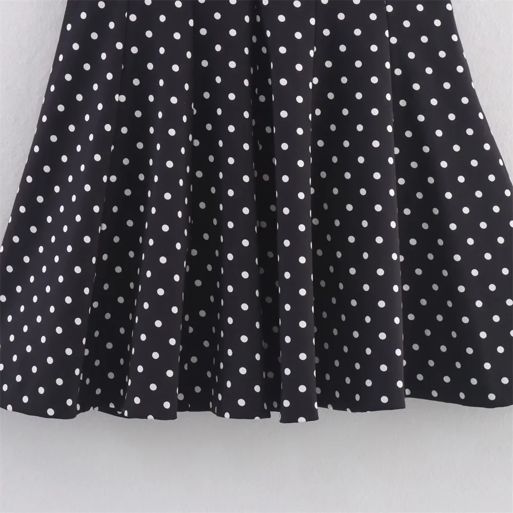 فستان نسائي جديد عصري ومثير بدون ظهر ورقبة على شكل حرف V بدون أكمام منقط ورقبة معلقة فستان قصير نحيف #4