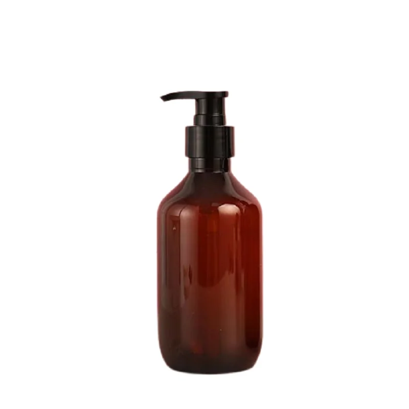 10Pcs Empty Packing Plastic Bottle 300ml 500ml Round Shoulder PET Black Lotion Pump Portable Cosmetic Packing Refillable Bottles