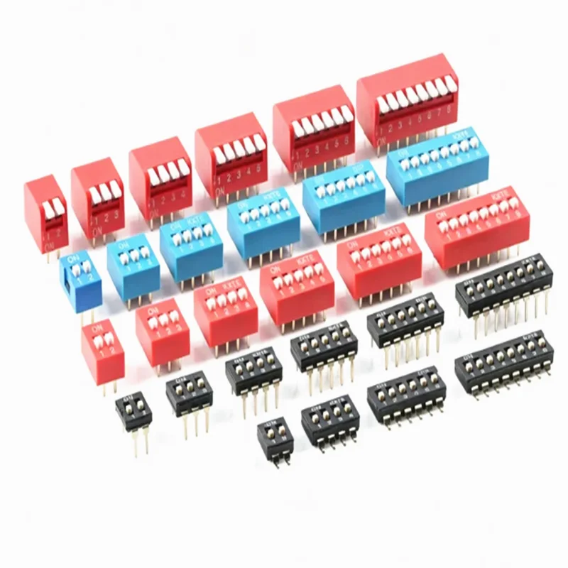 5PCS Slide Type Switch Module 1 2 3 4 5 6 7 8 10Bit 2.54mm Position Way DIP/SMD Pitch Toggle Switch Red/Blue Snap Switch Dial