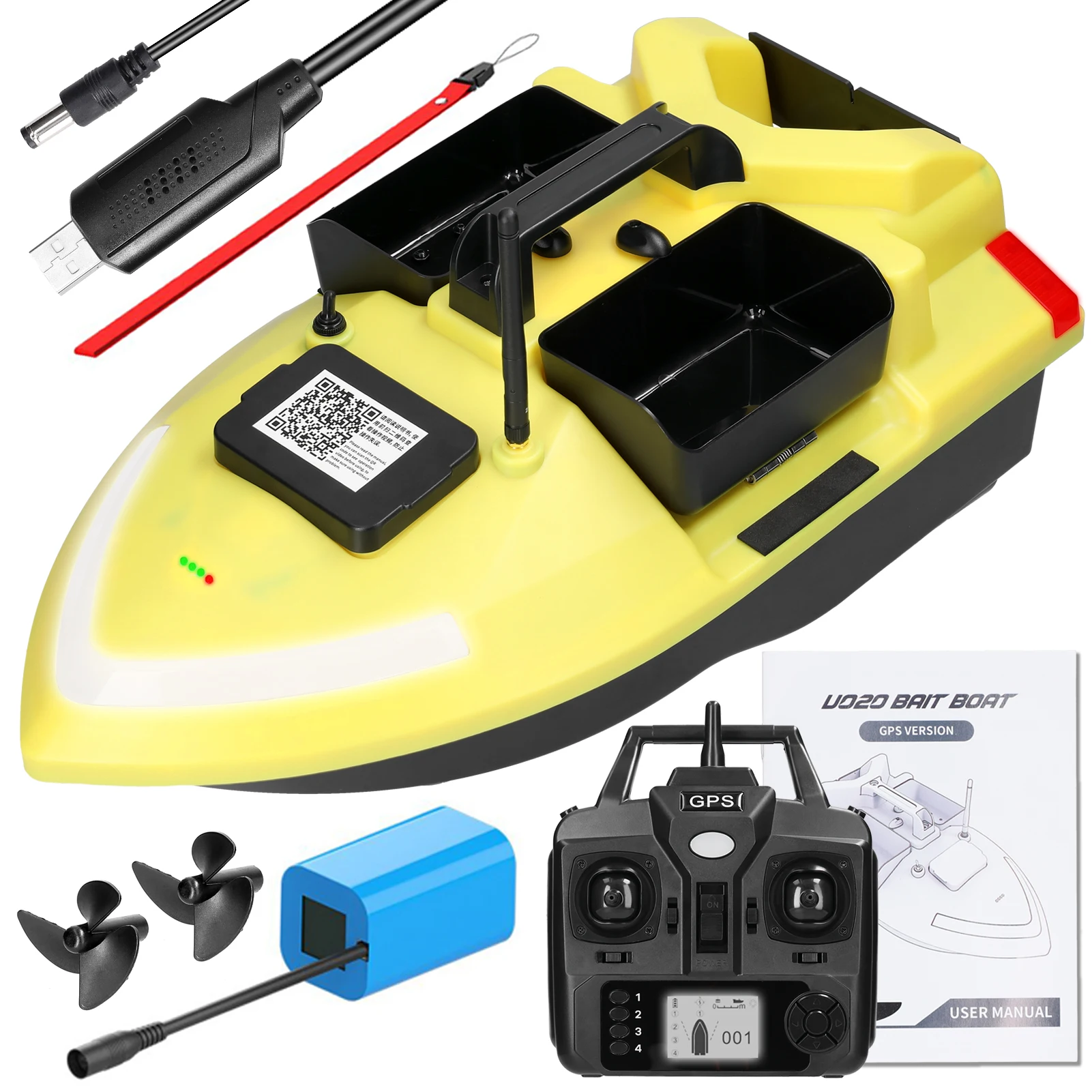 GPS Fishing Bait Boat 500m 40 punti telecomando Bait Boat Dual Motor Fish Finder automatico Cruise/Return/correzione del percorso