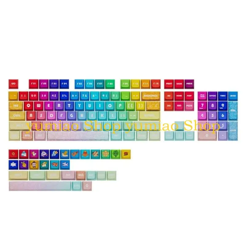 

587B XDA Profile Keycaps 133Keys Rainbow Gradient Thick PBT For Gaming Mechanical Keyboard DIY Replacement KeyCaps