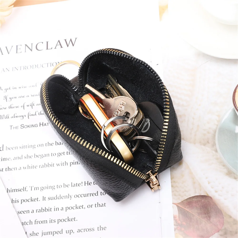 Soft Leather Key Holder Organizer Pouch Men Women Car Key Wallet House Keychain Housekeeper Key Case Zipper Bag Mini Card Bag