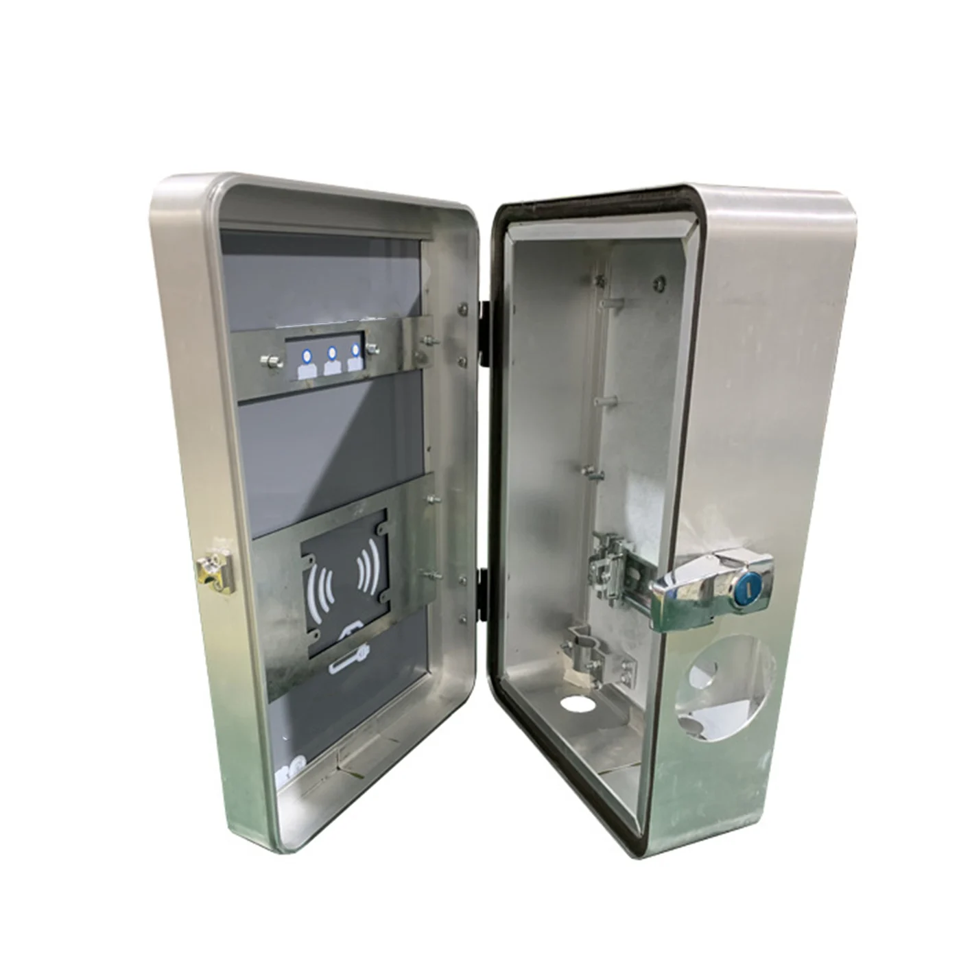 2026 New IP55 Outdoor Wall Mounted ABS+PC Enclosure EV Car Charger Protective Box with Glass Door 22kW Type2 Connector