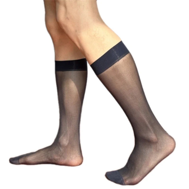 Men's Business Middle Calf Socks Twill Weave Pattern Nylon Socks for Formal Wear Drop Shipping