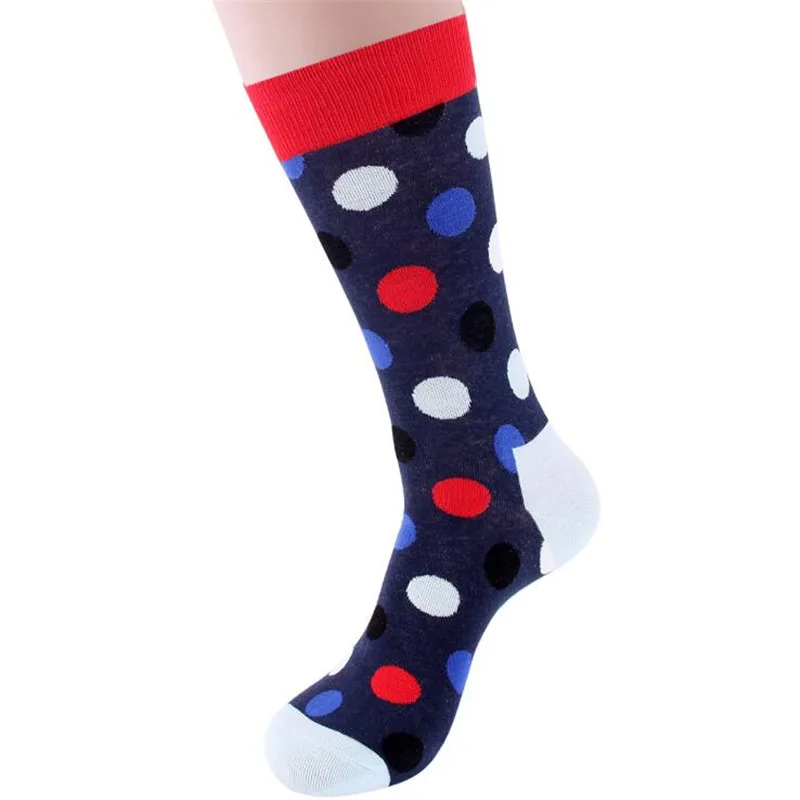 5Pairs Street Style Men Hip Hop Long Socks Four Seasons Colorful Dots Skateboard Socks Fake Brand Men's Happy Cotton Socks