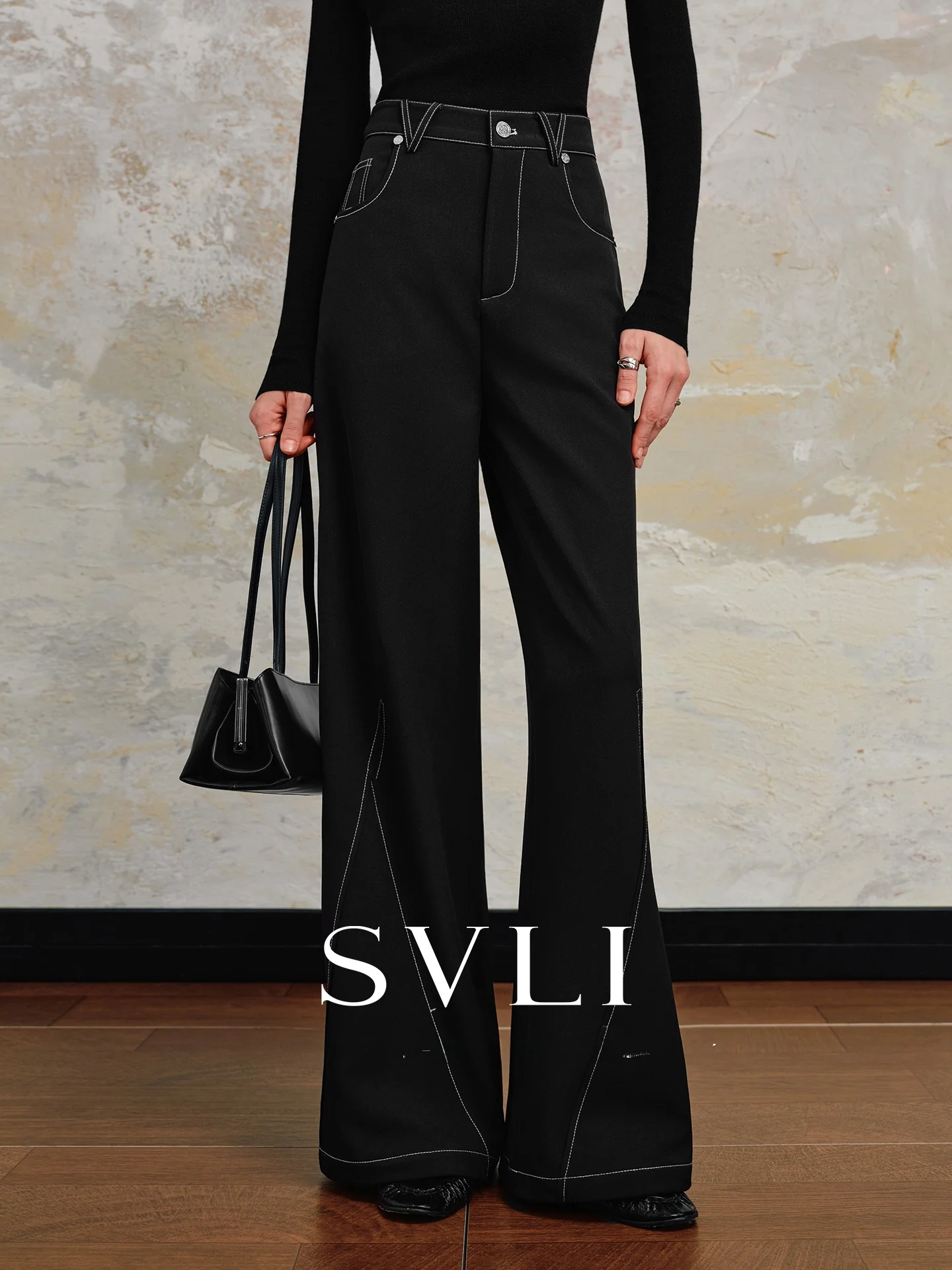 

Модные асимметричные брюки с высокой талией и широкими штанинами, с вырезами, повседневные, премиум-класса, для женщин