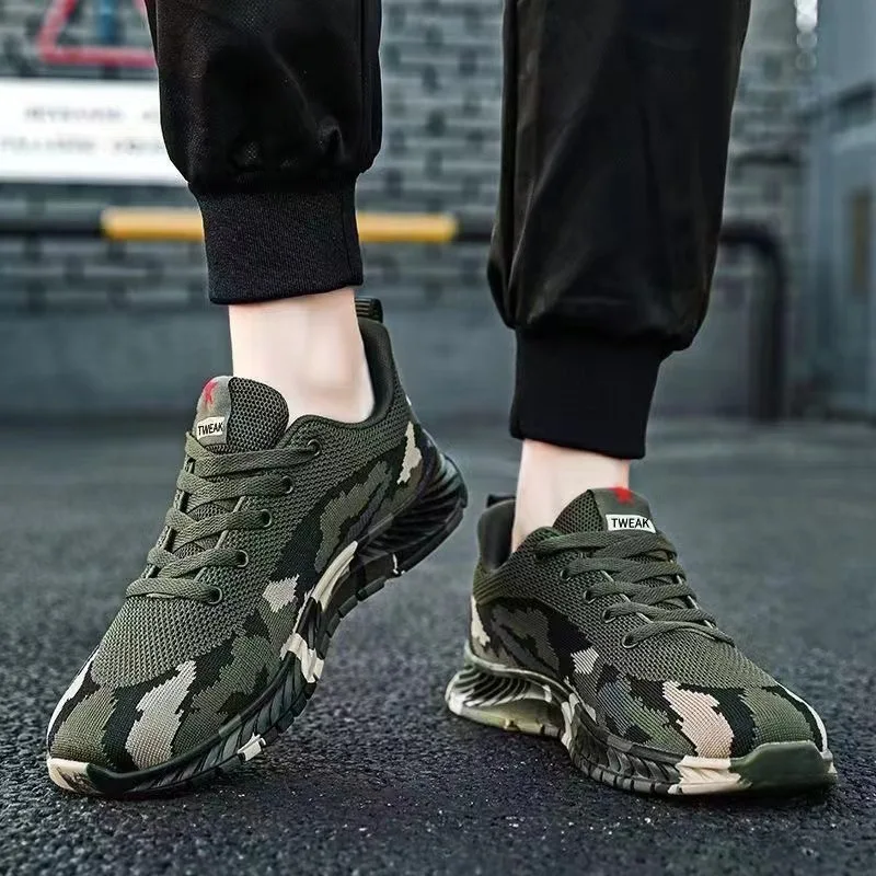 New camouflage running shoes fly woven sports outdoor hiking casual fashion comfortable student training shoes