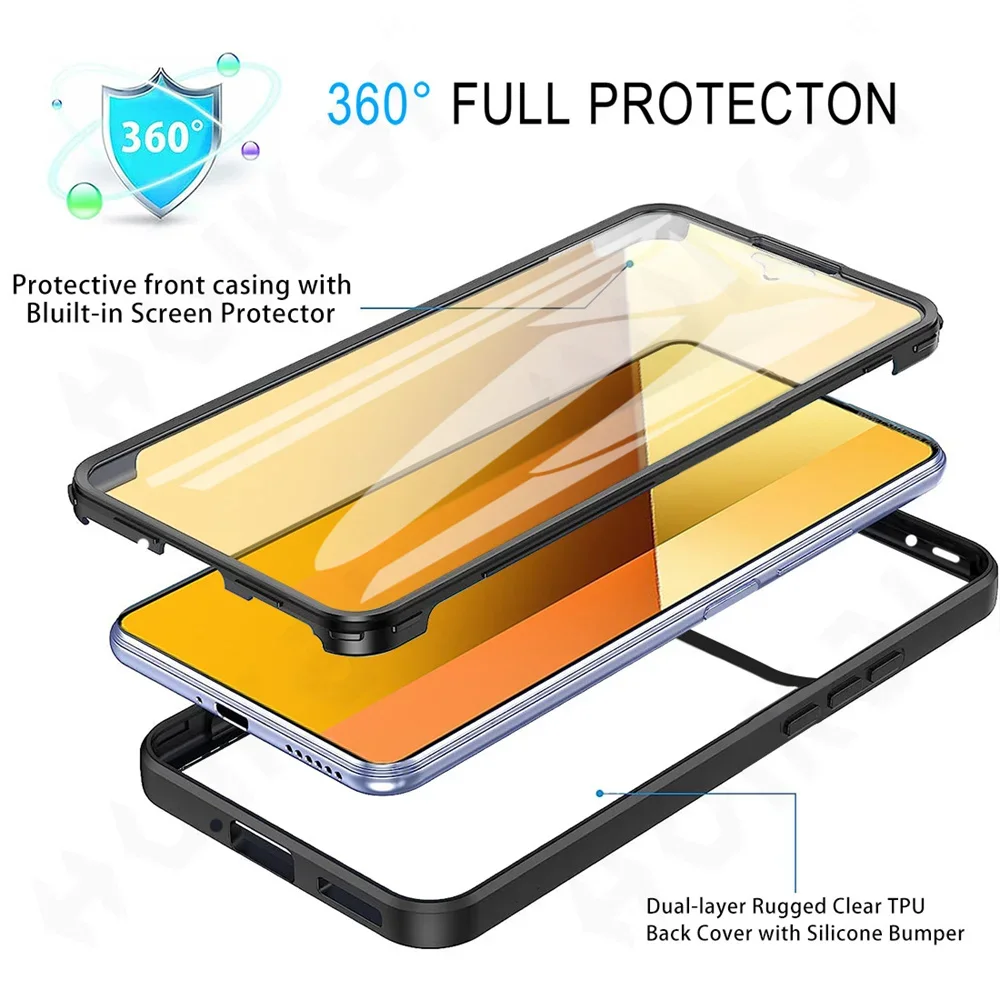 Case For Xiaomi 14T 13T Poco X6 Pro Xiaomi Redmi Note 13 Pro Plus 5G  360 Full Shockproof Silicone Screen Protection Phone Cover