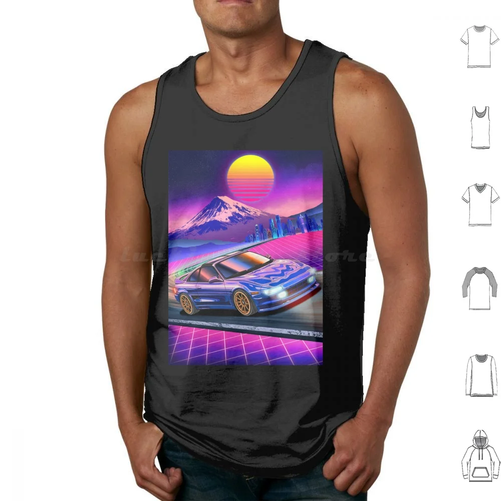 Vaporwave Mr2 Sw20 1989 Tank Tops Print Cotton Car Cars Automobile Automotive Vehicle Guyvit Navin Guyvit Mr2 Sw20