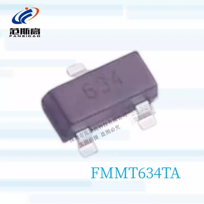 1pcs/lot Original Fmmt634ta Silk Screen 634 Patch Sot23-3 Single and Double Pole Transistor 100v0.9a Darlington Tube