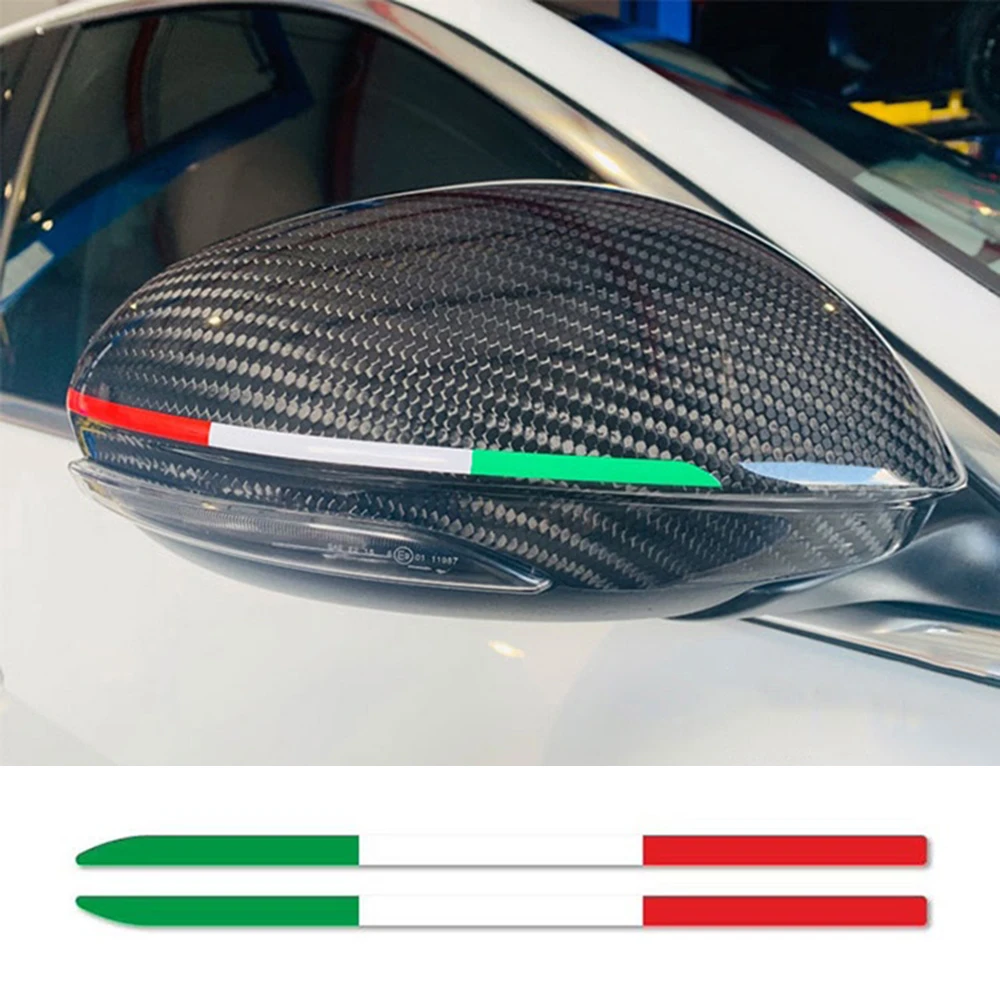 2PCS Car Rearview Mirror Italy Style Sticker Auto Accessories For Alfa Romeo Giulia 147 156 159 Mito Stelvio Sportiva Giulietta