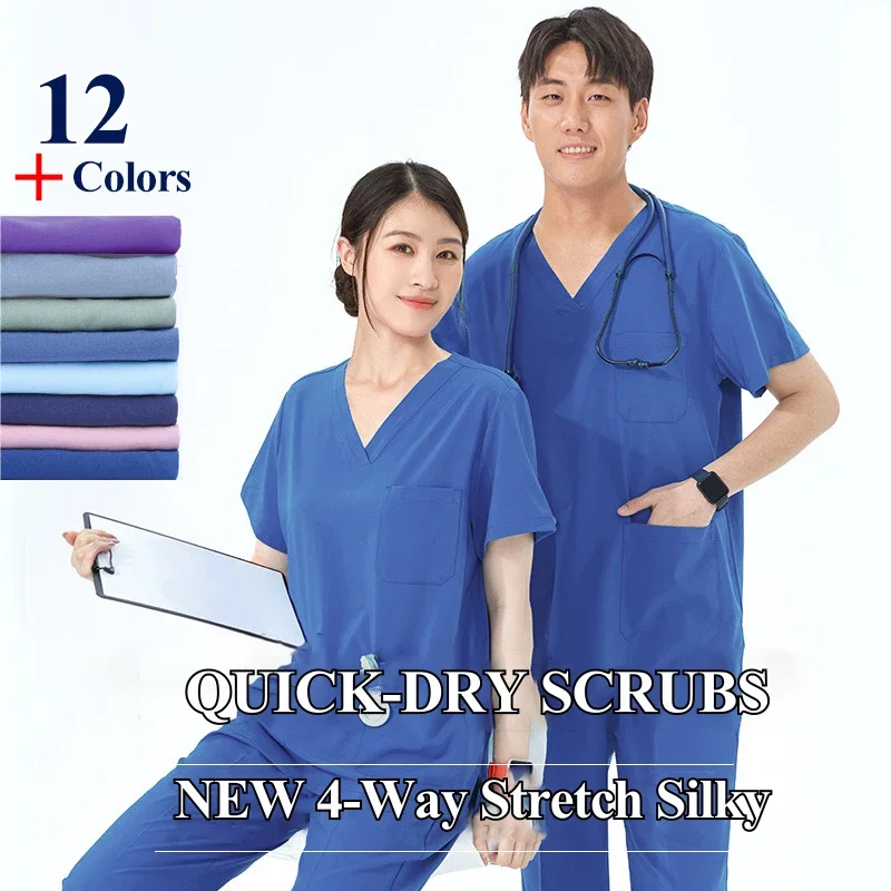 Quick-Dry Sport Medical Scrub Set Performance Stretch Ultra Lite Comfortable Top and Pant Doctor Nurse Outfit Scrubs Uniform