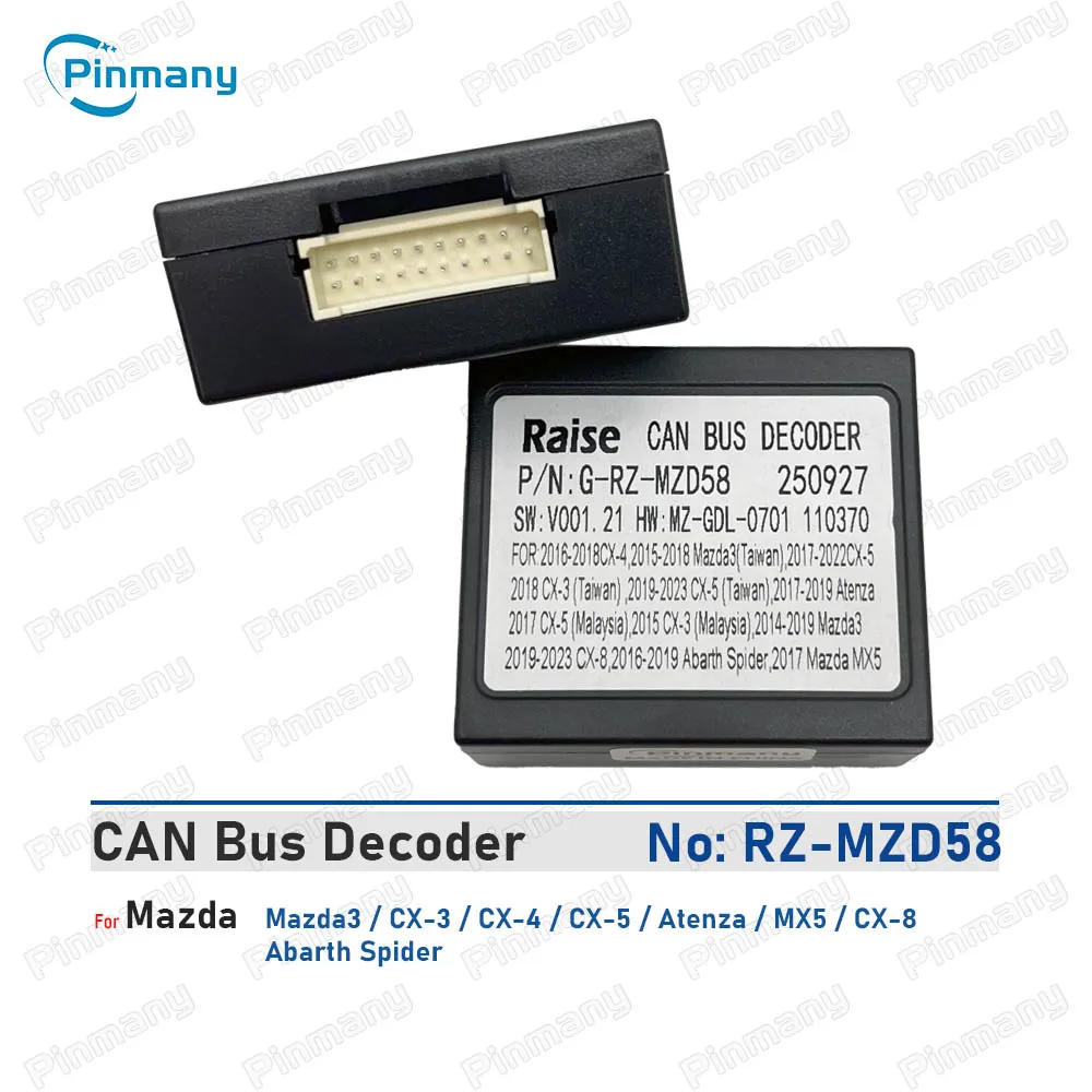 Car Radio CAN Bus Decoder RAISE G-RZ-MZD58 20-pin Black Box for Mazda 3 CX-3 CX-4 CX-5 Atenza MX5 CX-8 Abarth Spider