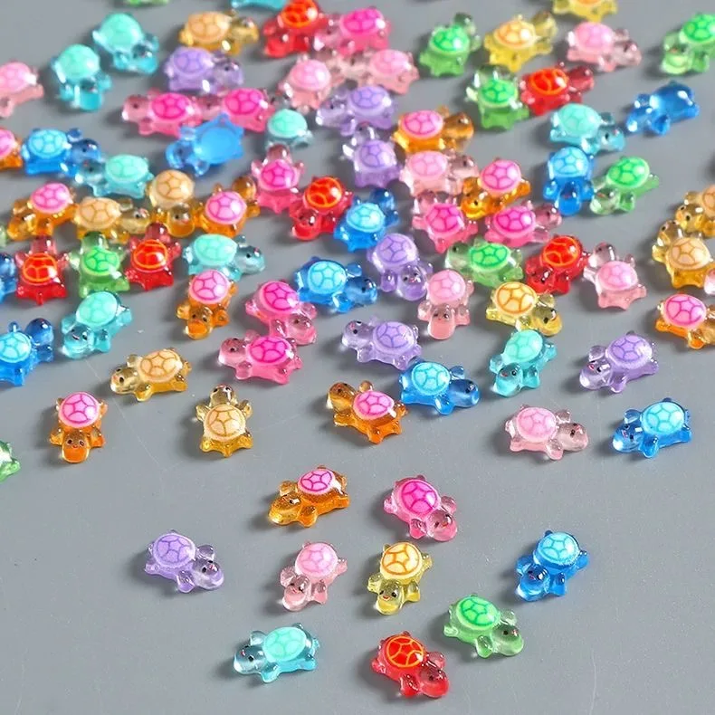 100pcs Glow in The Dark Resin Turtle Figurines | Cute Miniatures for Fairy Garden, Micro Landscape, Dollhouse Decor Crafts
