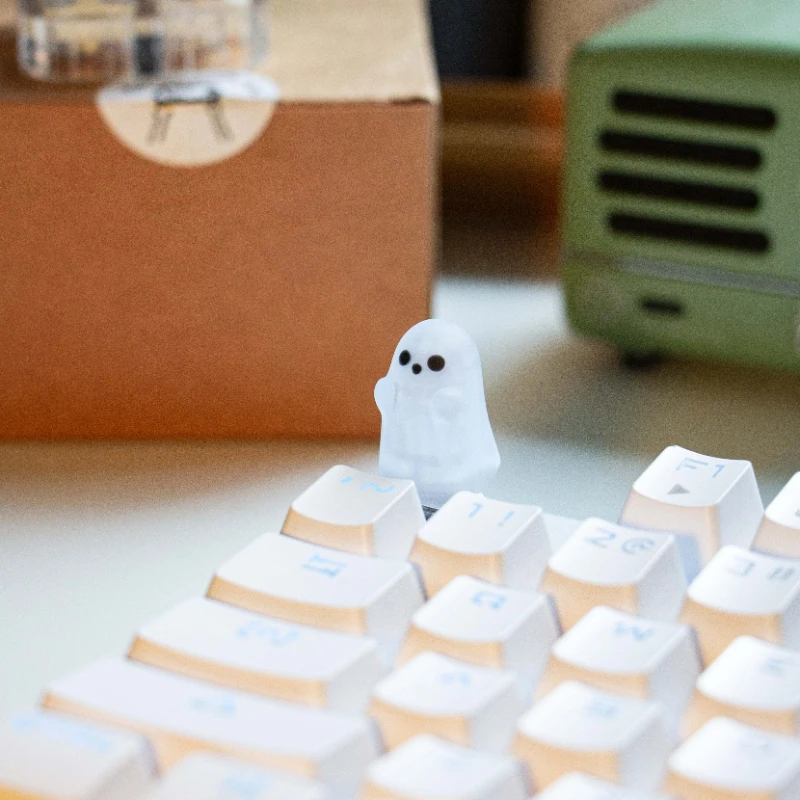 Lucu hantu kecil Keycap dipersonalisasi disesuaikan transparan mekanik Keyboard Keycap aksesoris Resin lintas sumbu Keycap hadiah