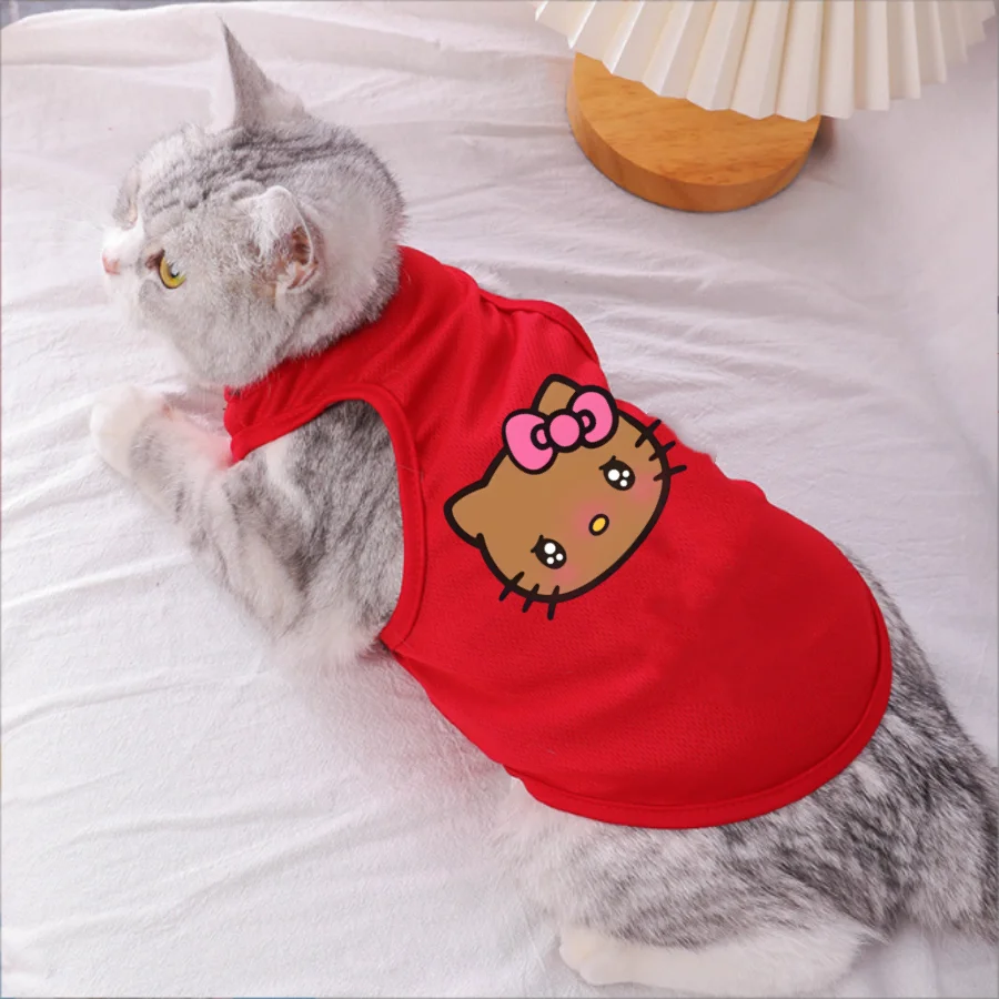 1pc Blushing Kitty Cat Printed Pet Vest,  Suitable for Cats 