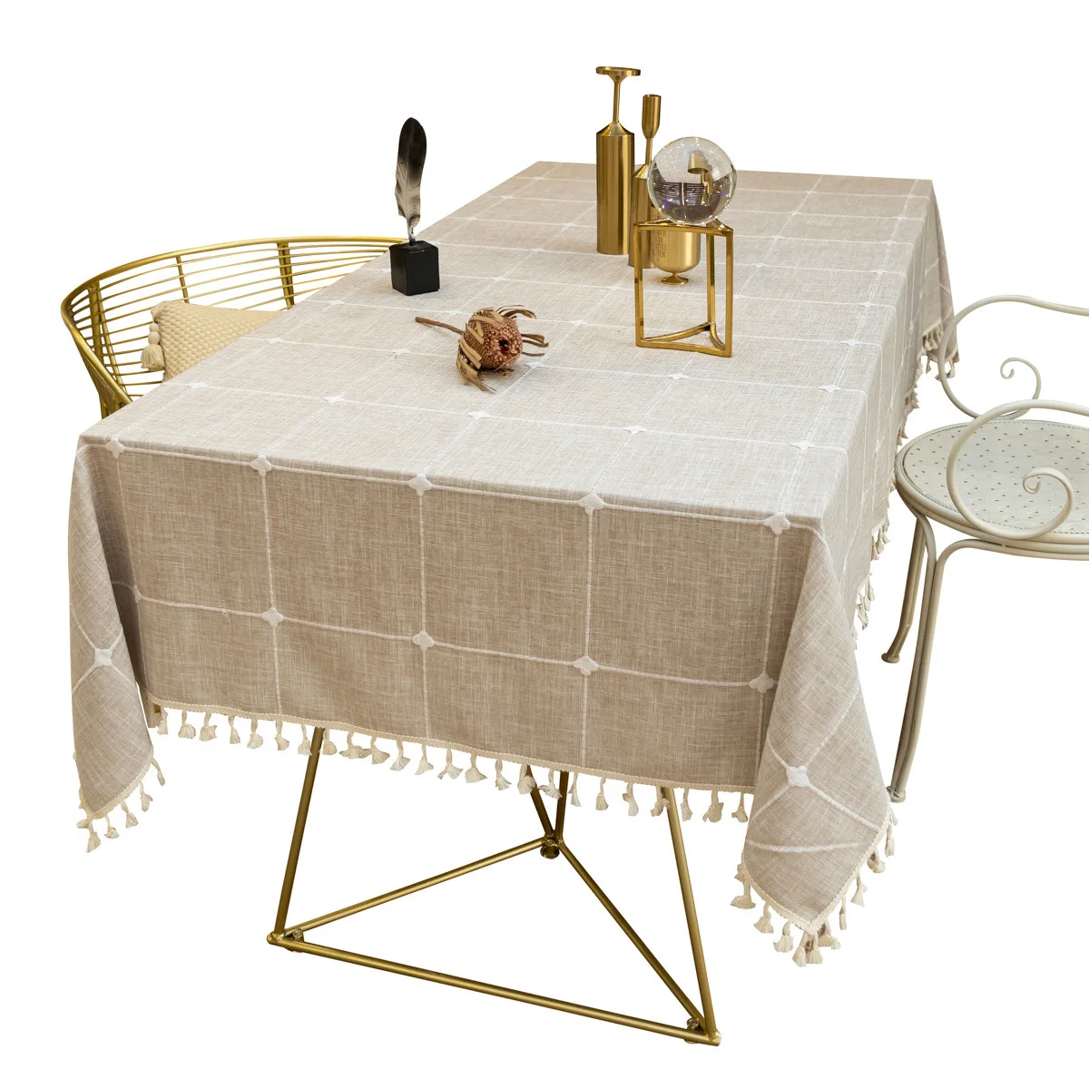 ثلاثي الأبعاد الجاكار متقلب مفرش المائدة الدانتيل ، القطن الكتان شرابات الغبار واقية غطاء الطاولة ، لتناول الطعام ديكور حفلات الزواج