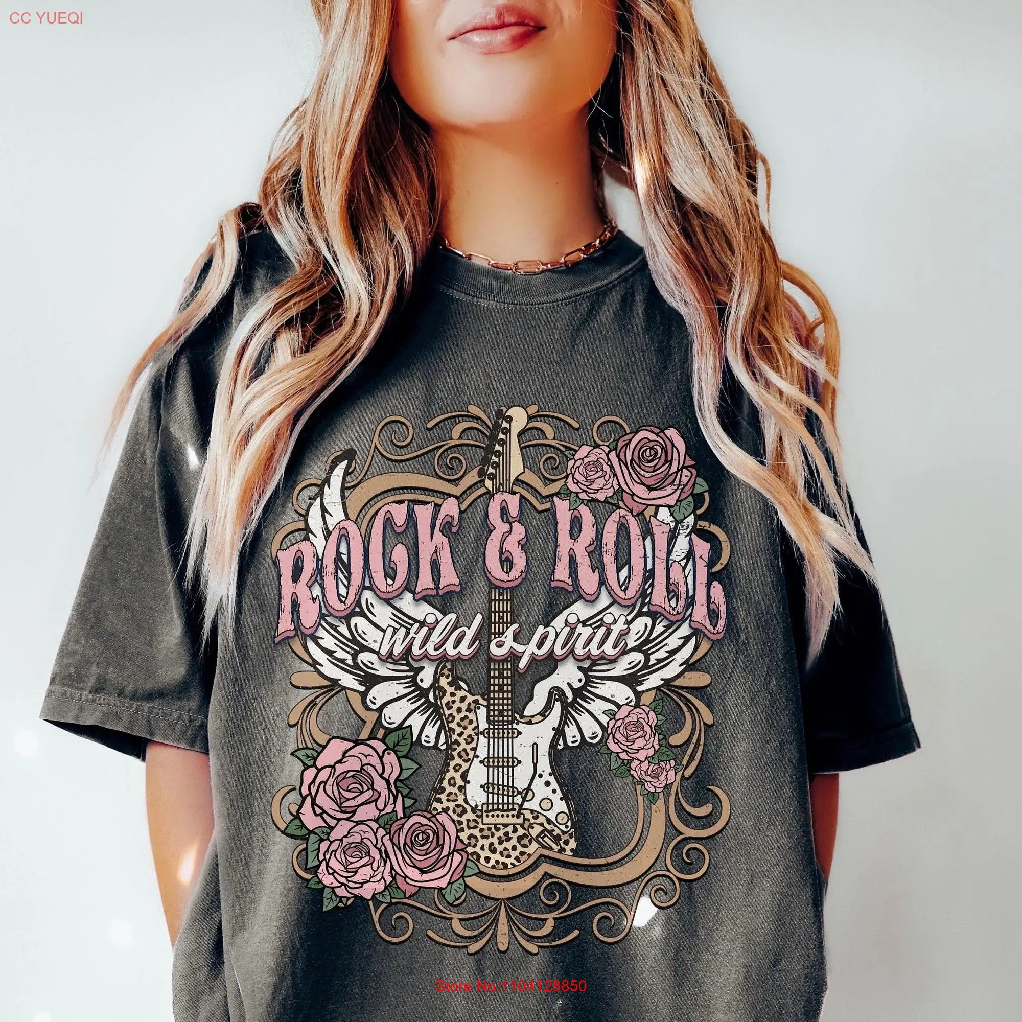 Camiseta de Rock and Roll de colores cómodos, ropa de concierto de ciudad de música de inspiración Vintage, vestido de gran tamaño n
