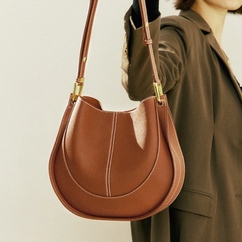 

2026 New Top Layer Genuine Leather Crossbody Shoulder Bag Women's Large Capacity Purse Niche Light Luxury Handbag сумка женская