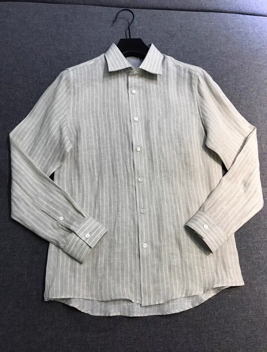 

BC Old Money Wind Lapel Linen Striped Long Sleeve Shirt