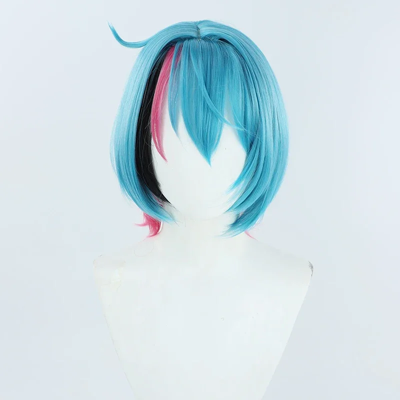 Hololive Vtuber Kyo Kaneko Cosplay Wig Blue Pink Black Short Mixed Heat Resistant Synthetic Hair Halloween Party Costume Wigs