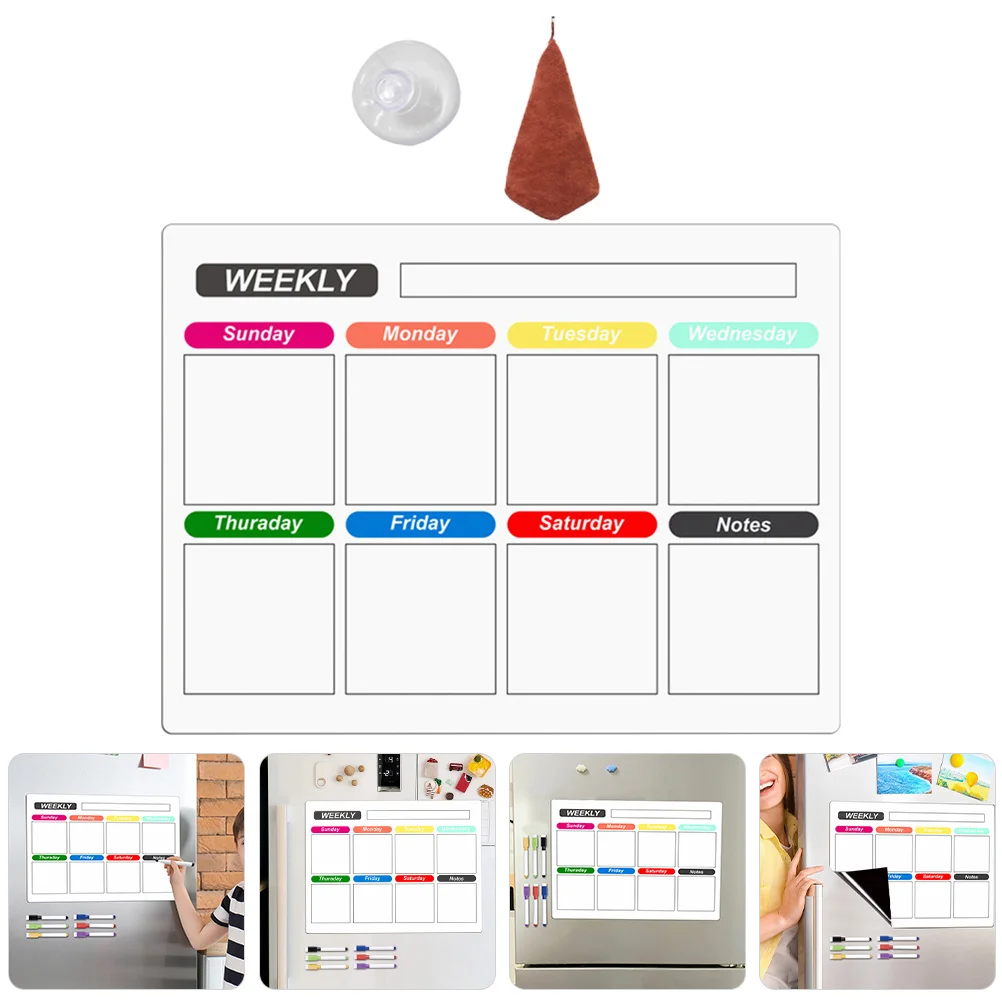 

1Set Magnetic Refrigerator Board Clear Dry Erase Planner Board Weekly Plastic Whiteboard Magnetic Fridge Organizer