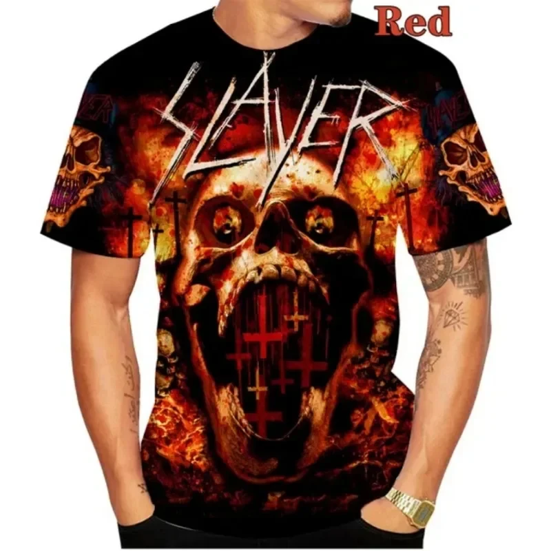 Men Hip-hop Street Punk Oversized T Shirt Tee Tops Clothing Thrash Metal Kreator Band 3D Print T-shirt for Unisex Personality