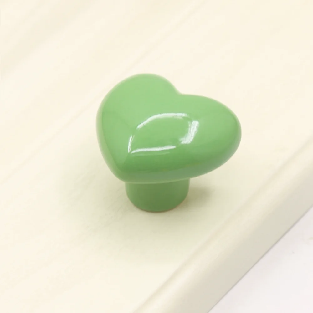 Colorful Heart Shaped Ceramic Cabinet Knob For Dresser Drawer Wardrobe Door Handle Unique Decorative Furniture Parts