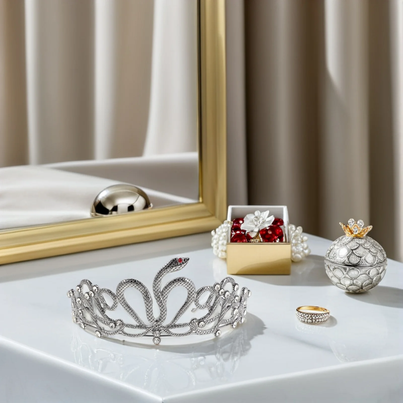 

Egyptian Snake Rhinestone Wedding Crown Vintage Bridal Headpiece Party Birthday Halloween Tiara Snake Crown Headpiece