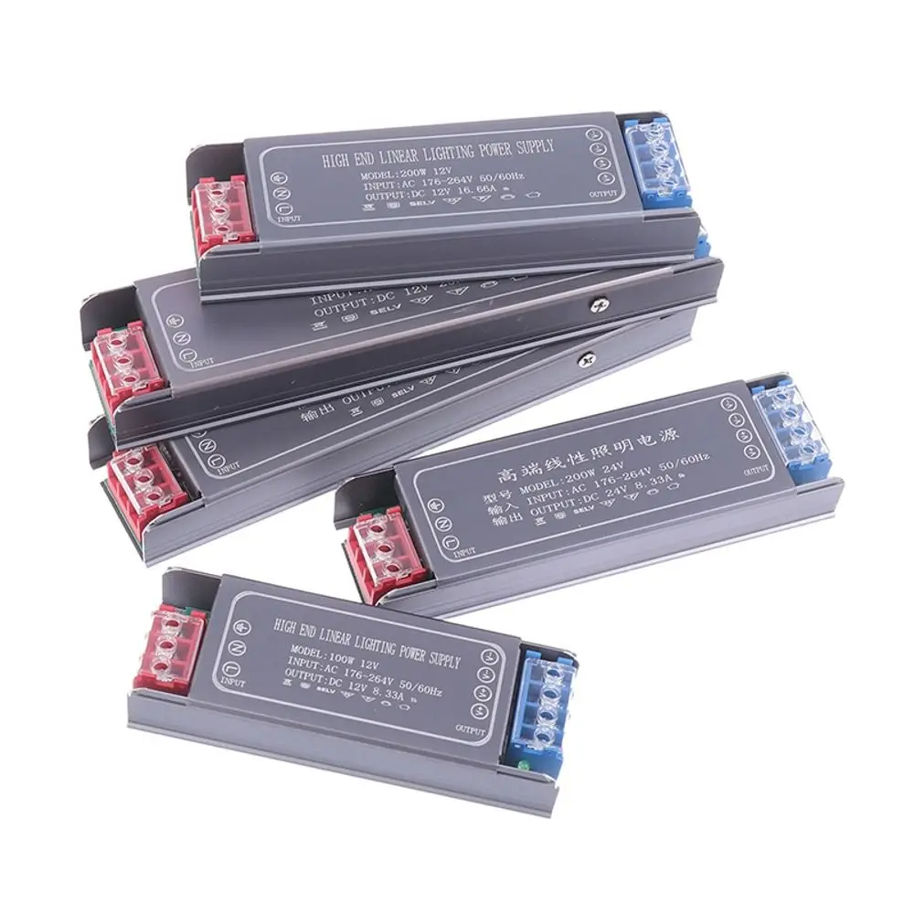 1Pcs DC 12V 24V Switching Power Supply AC100-264V 60-400W LED Light Driver Short Circuit Protection Silent Mode