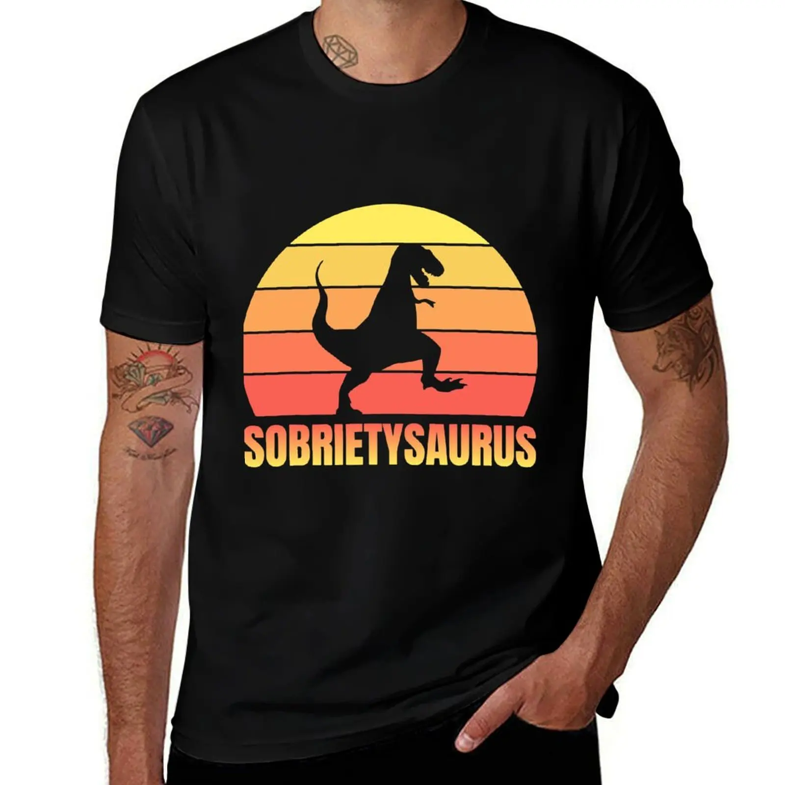 Sobriety T RexAlcoholics Anonymous AA Sober AF T-Shirt Active Wear Sports for Men T-Shirt