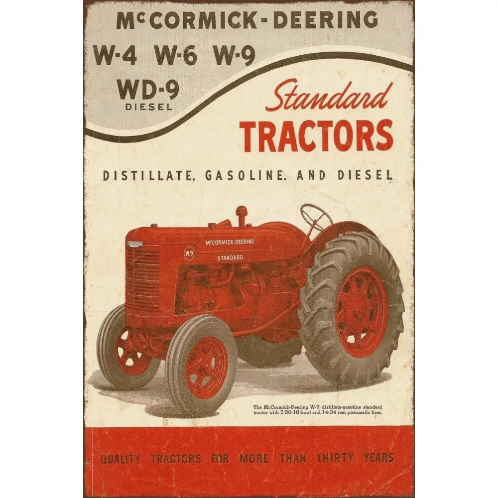 McCormick Deering Tractor anuncio Vintage estilo Retro cartel de Metal, hombre cueva garaje