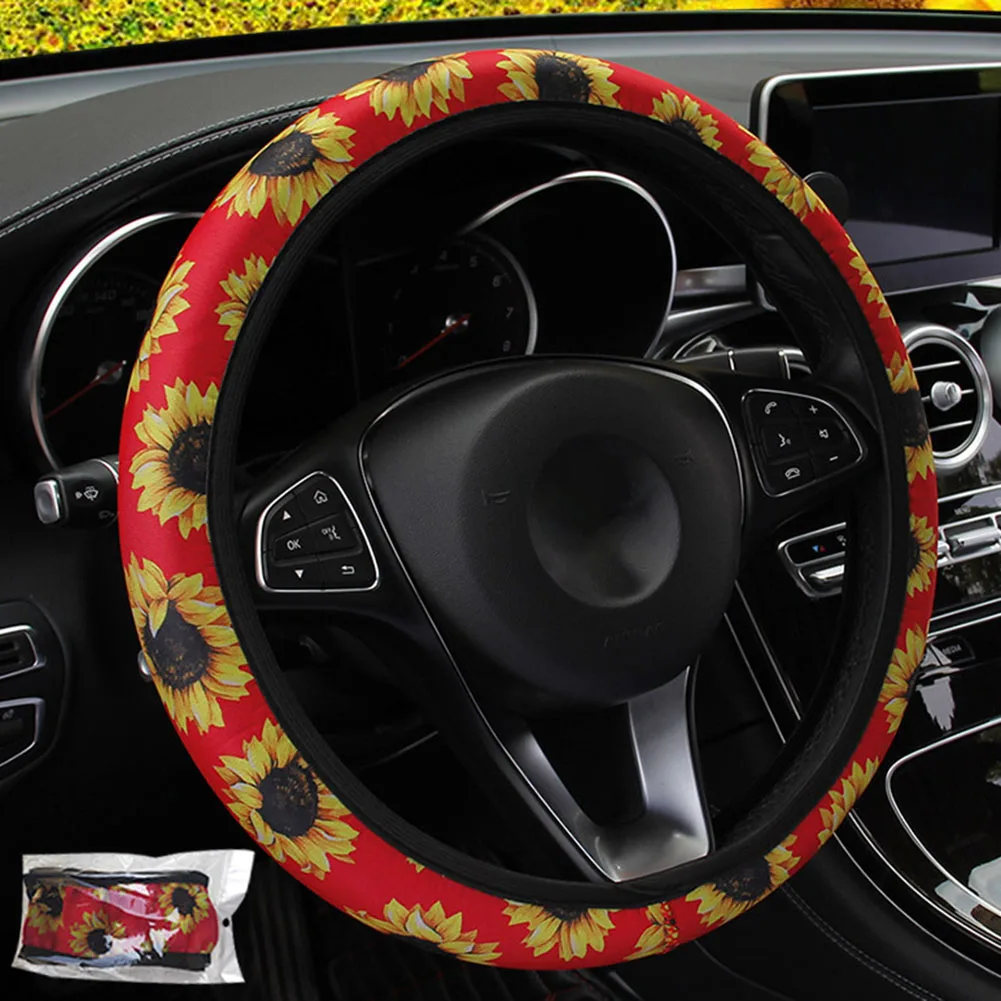 Внутренняя отделка чехол на руль автомобиля 1 шт. для 37-38 см Нескользящая внутренняя отделка чехол на руль высокого качества