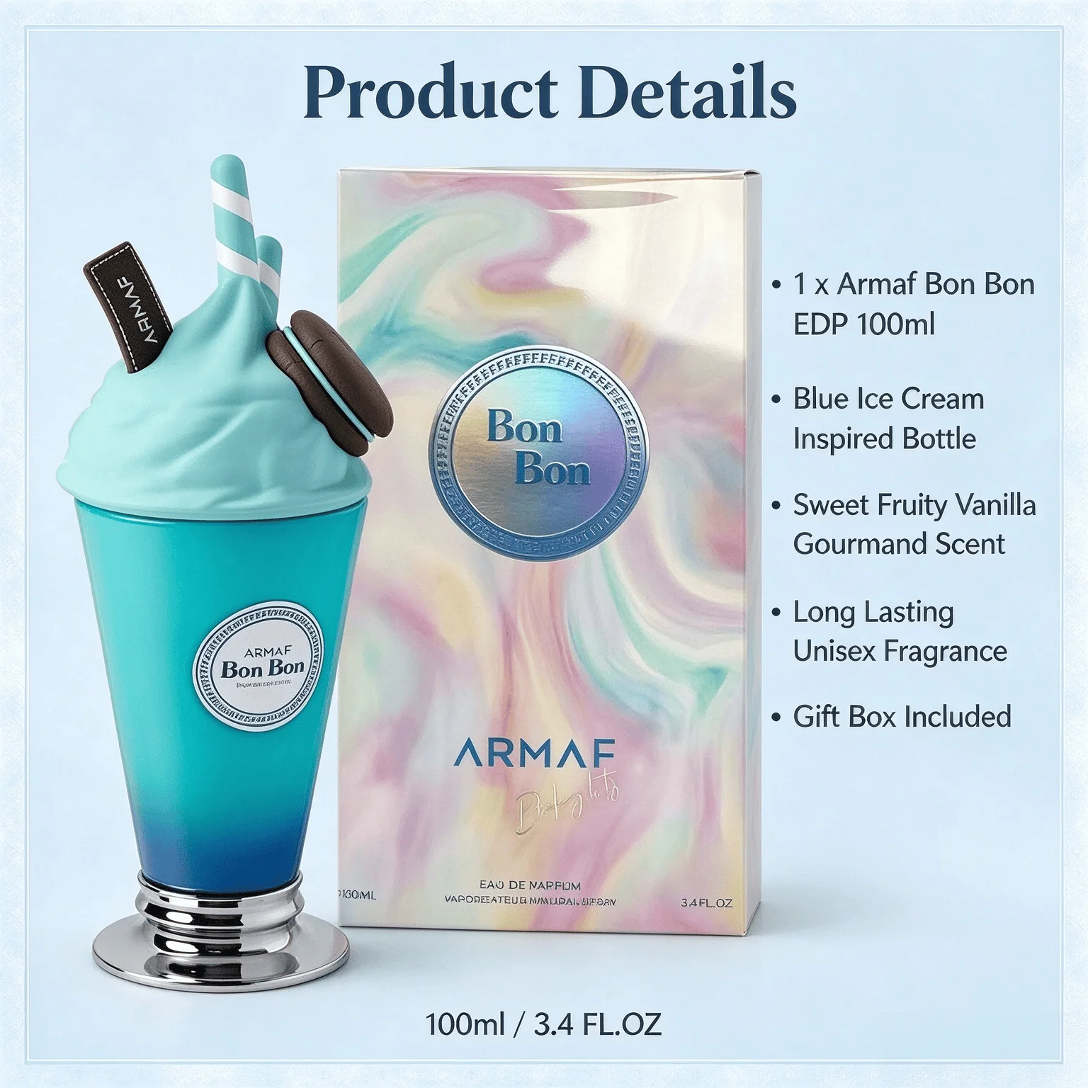 Armaf Bon Bon EDP 100ml Sweet Fruity Vanilla Gourmand Scent Long Lasting Unisex Perfume Spray Cute Dessert Fragrance Gift for Men Women view 6